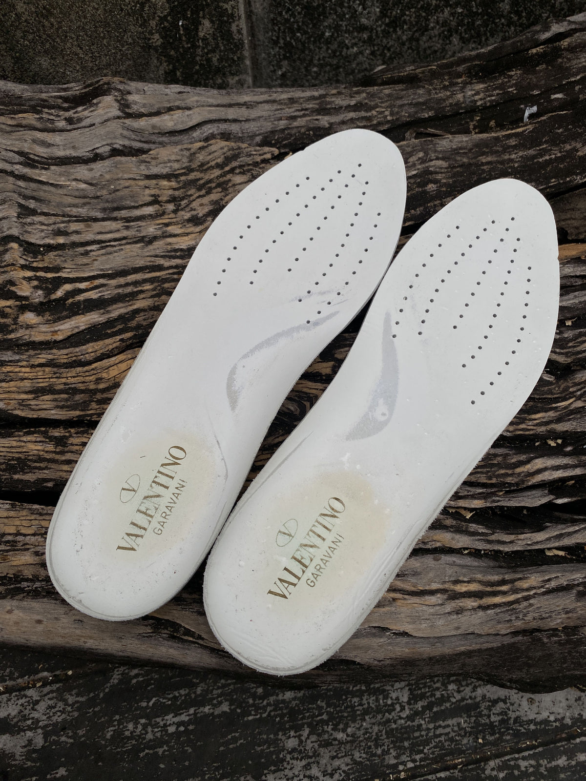 Valentino White Leather Rubber-Toe Sneakers 41