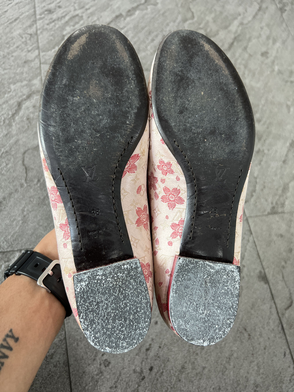 Louis Vuitton Floral Ballet Flats Pink Bow EU38