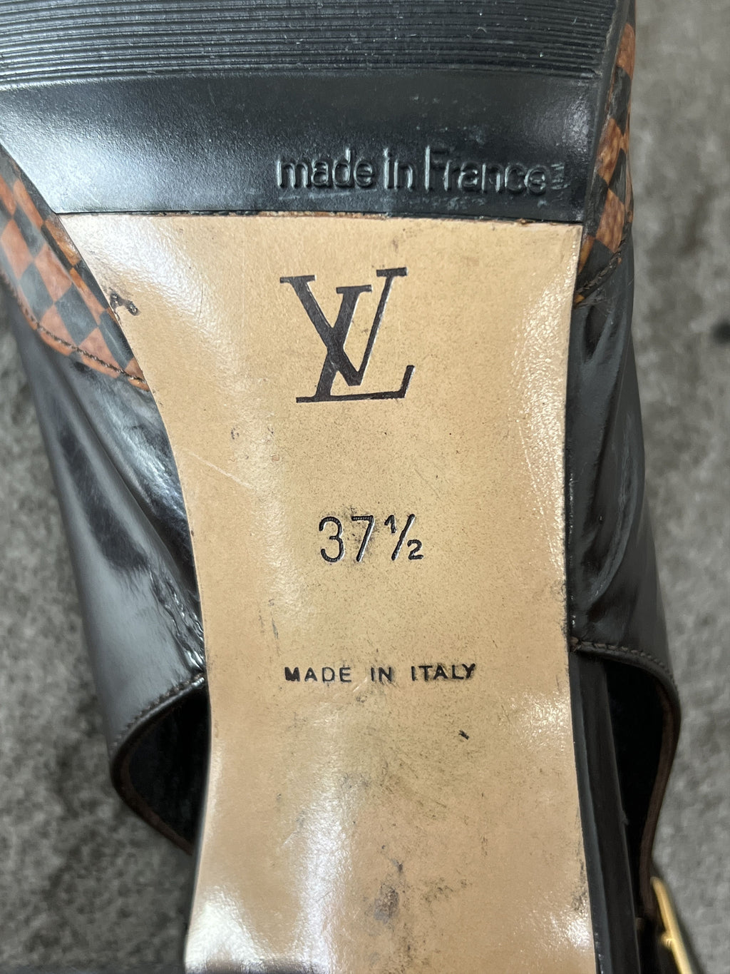 Louis Vuitton Damier Slingback Heels Brown 37.5