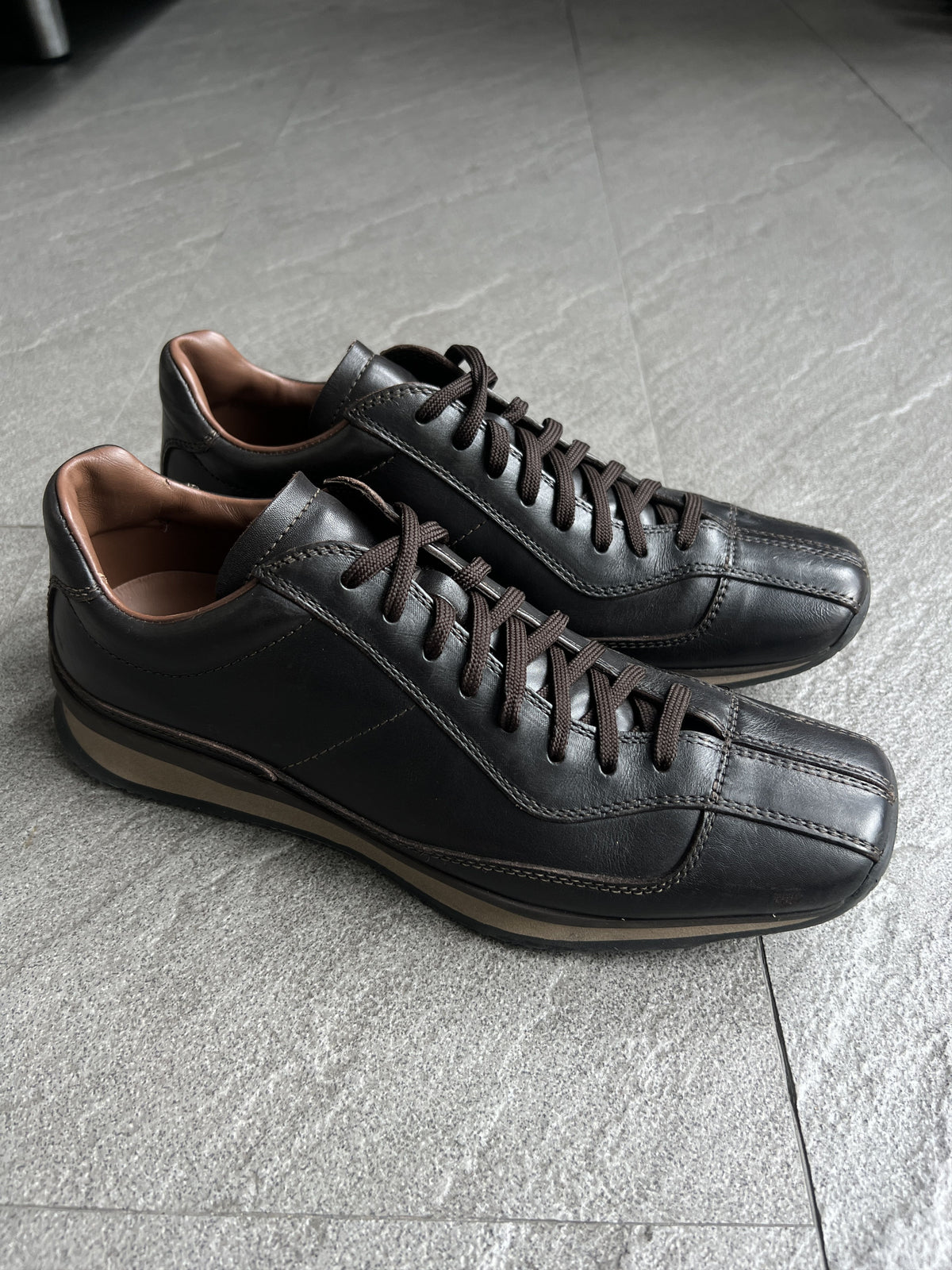 Vintage Prada Sport 4E0735 Square Toe Leather Sneakers