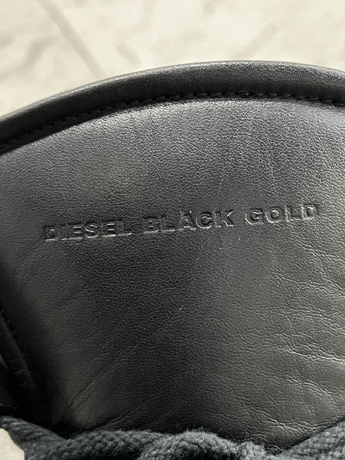 Diesel Black Gold Eyelet Leather High-Top Sneakers EU41