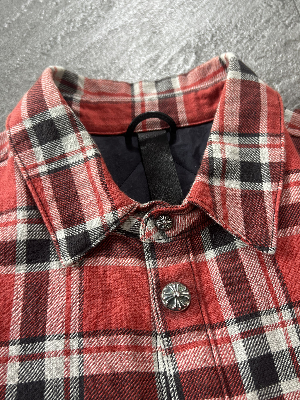 Chrome Hearts Red Plaid Cross Flannel Jacket XL