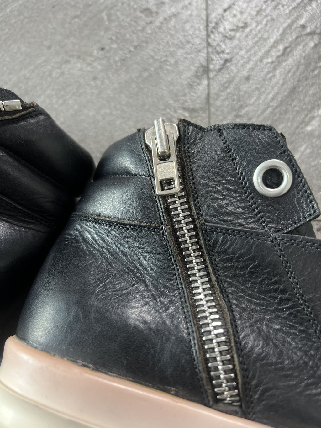 Rick Owens Leather Side Zip Sneakers Black EU36.5
