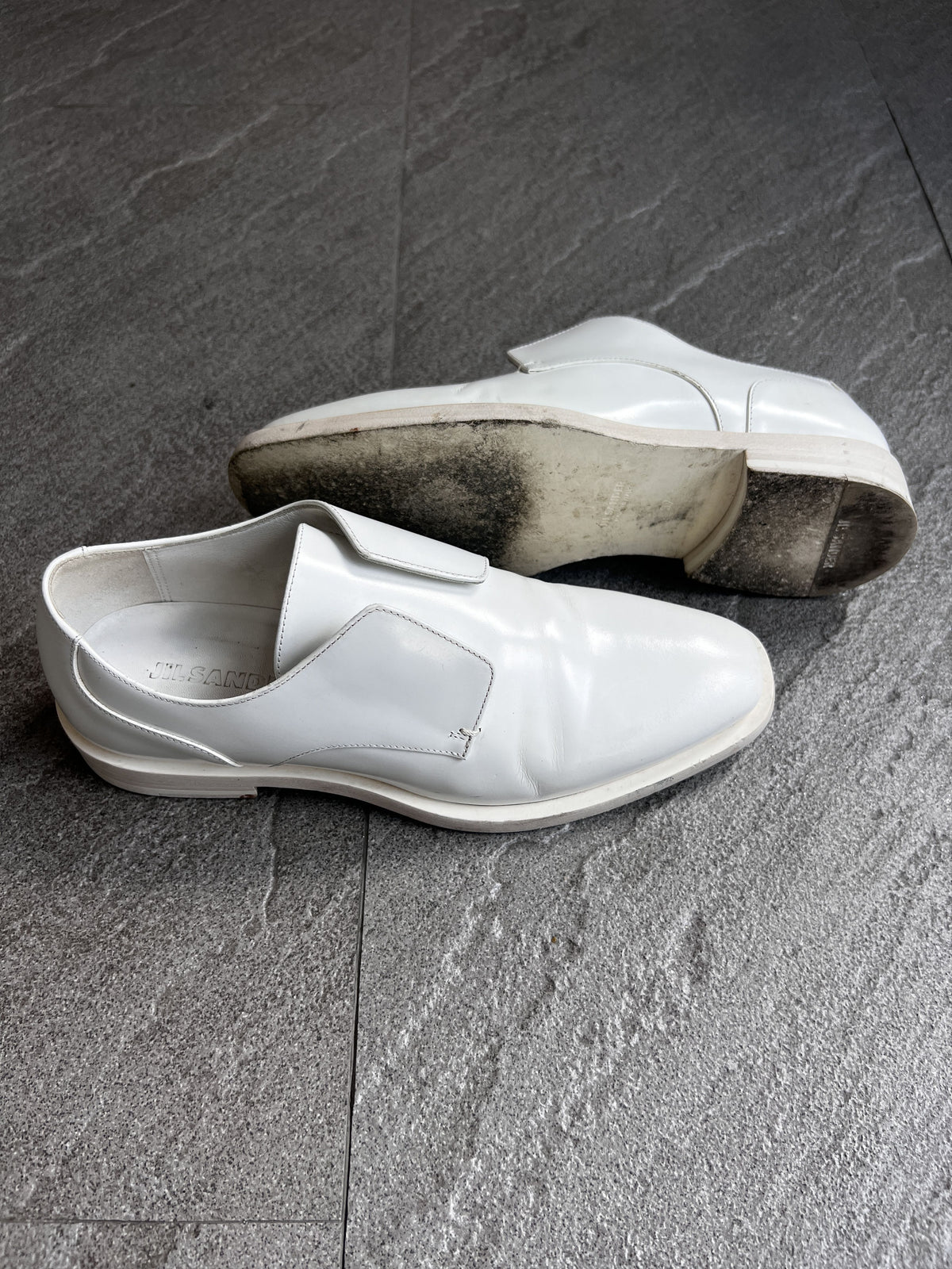 Jil Sander White Leather Concealed Lace Derby EU37