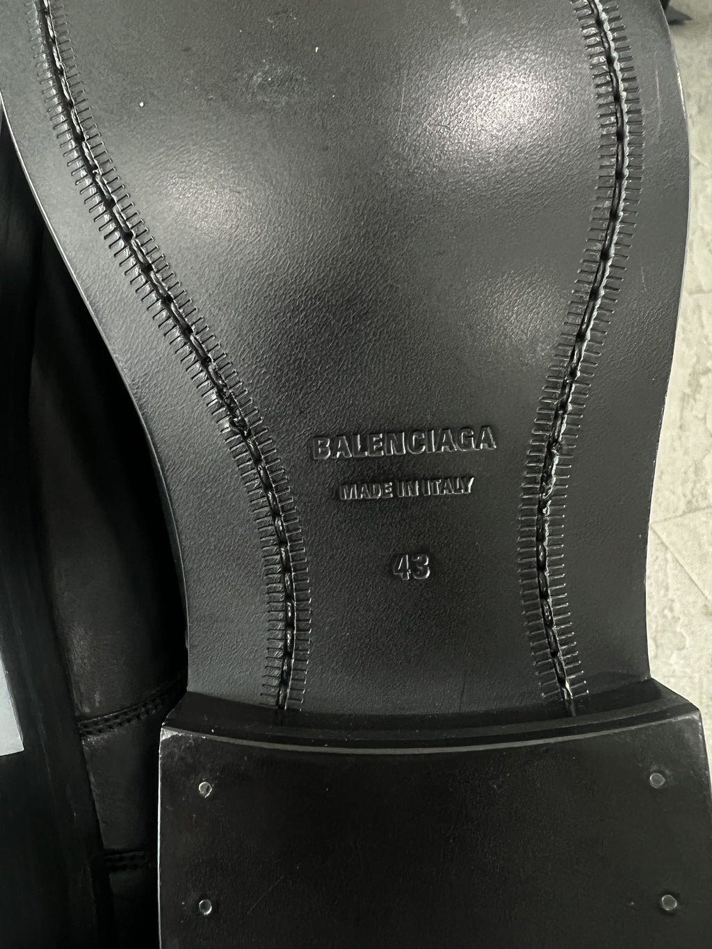 Balenciaga Black Leather Derby Shoes Logo Sole 43