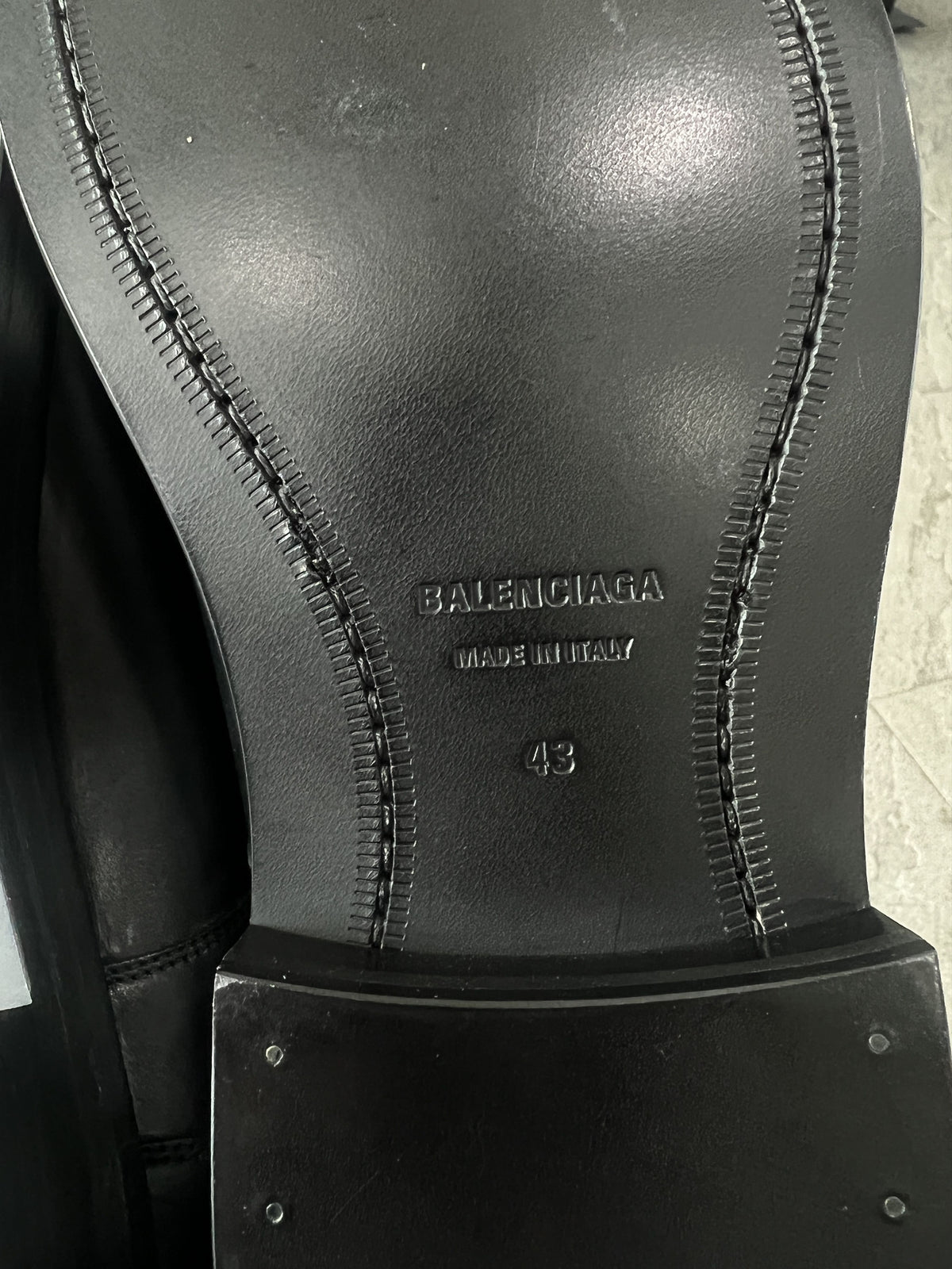 Balenciaga Black Leather Derby Shoes Logo Sole 43