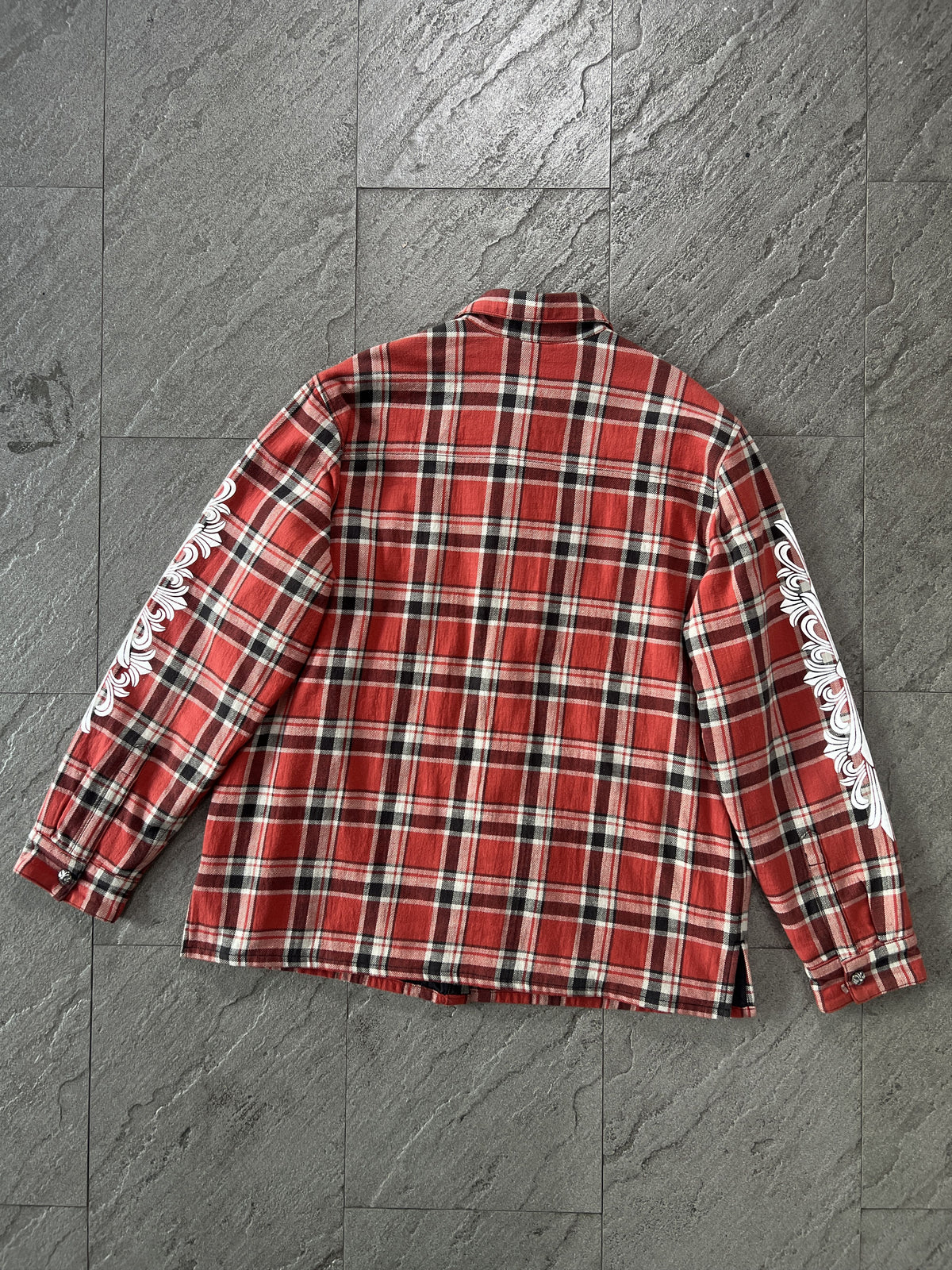 Chrome Hearts Red Plaid Cross Flannel Jacket XL
