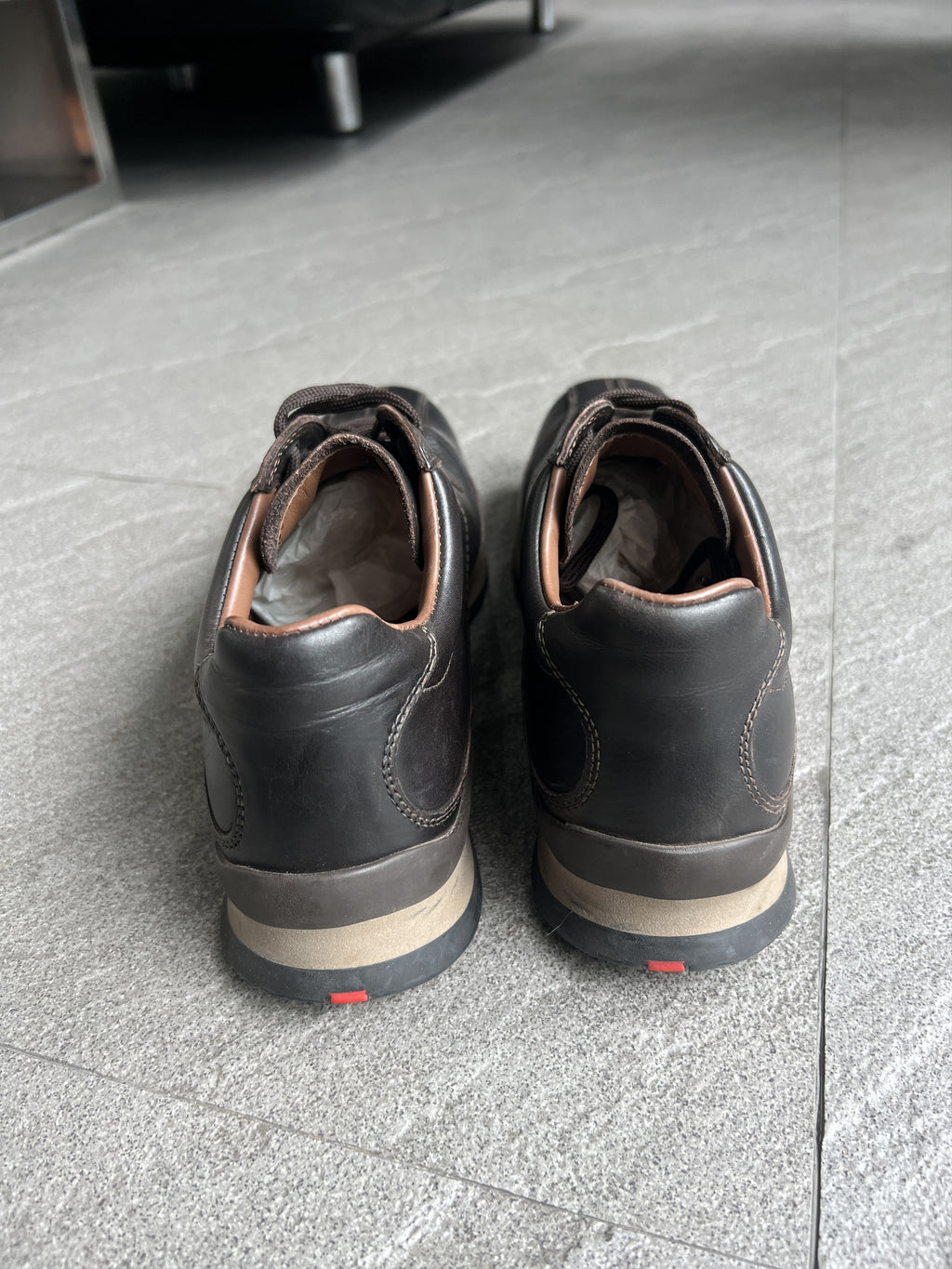Vintage Prada Sport 4E0735 Square Toe Leather Sneakers