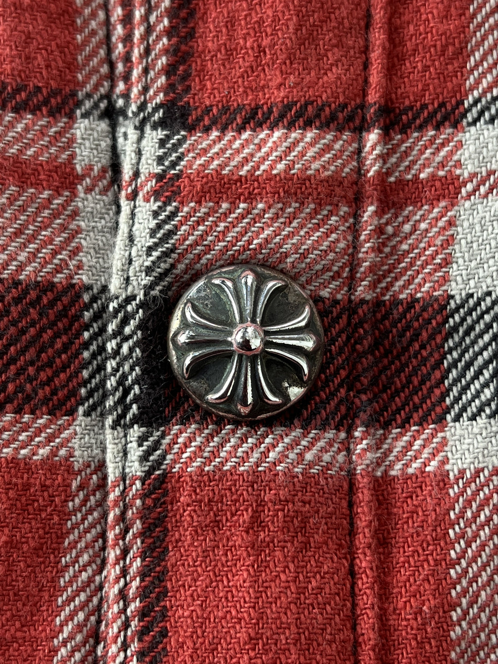 Chrome Hearts Red Plaid Cross Flannel Jacket XL