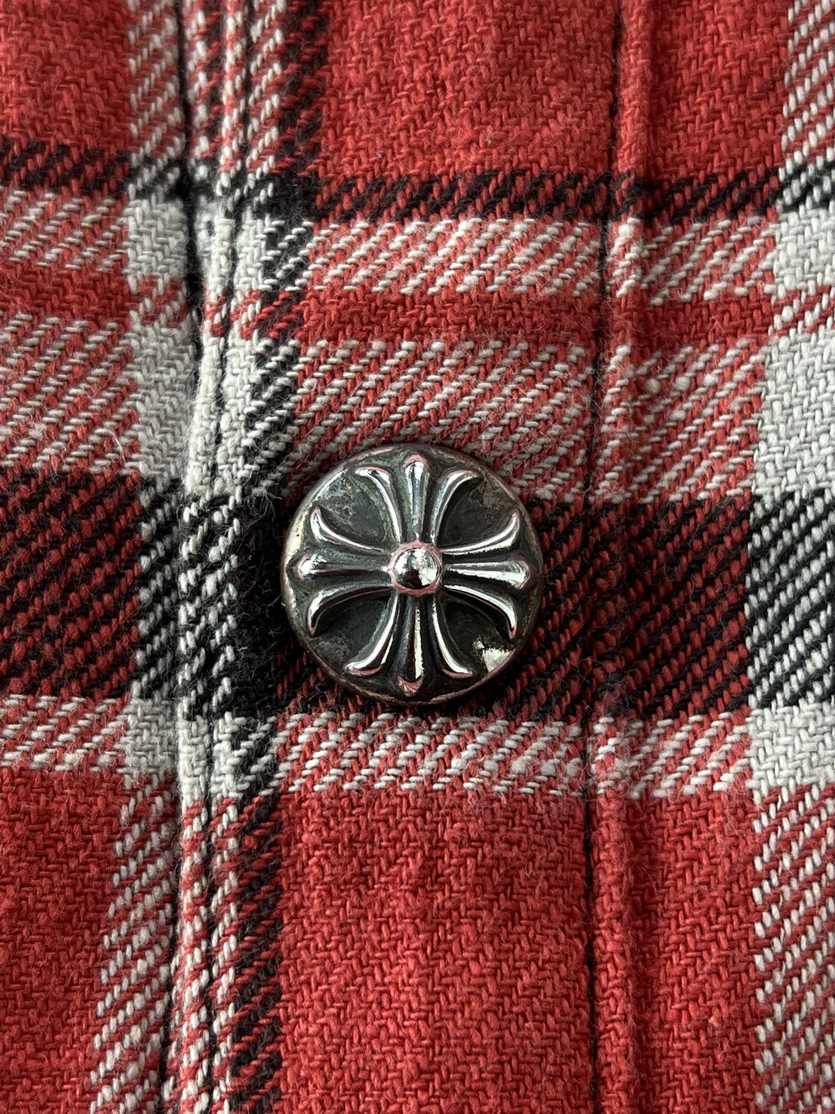 Chrome Hearts Red Plaid Cross Flannel Jacket XL