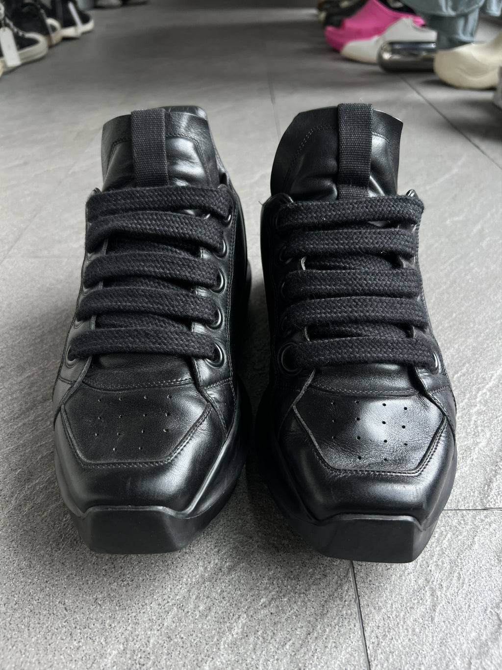 Rick Owens Maximal Runner Black Leather Sneakers EU42