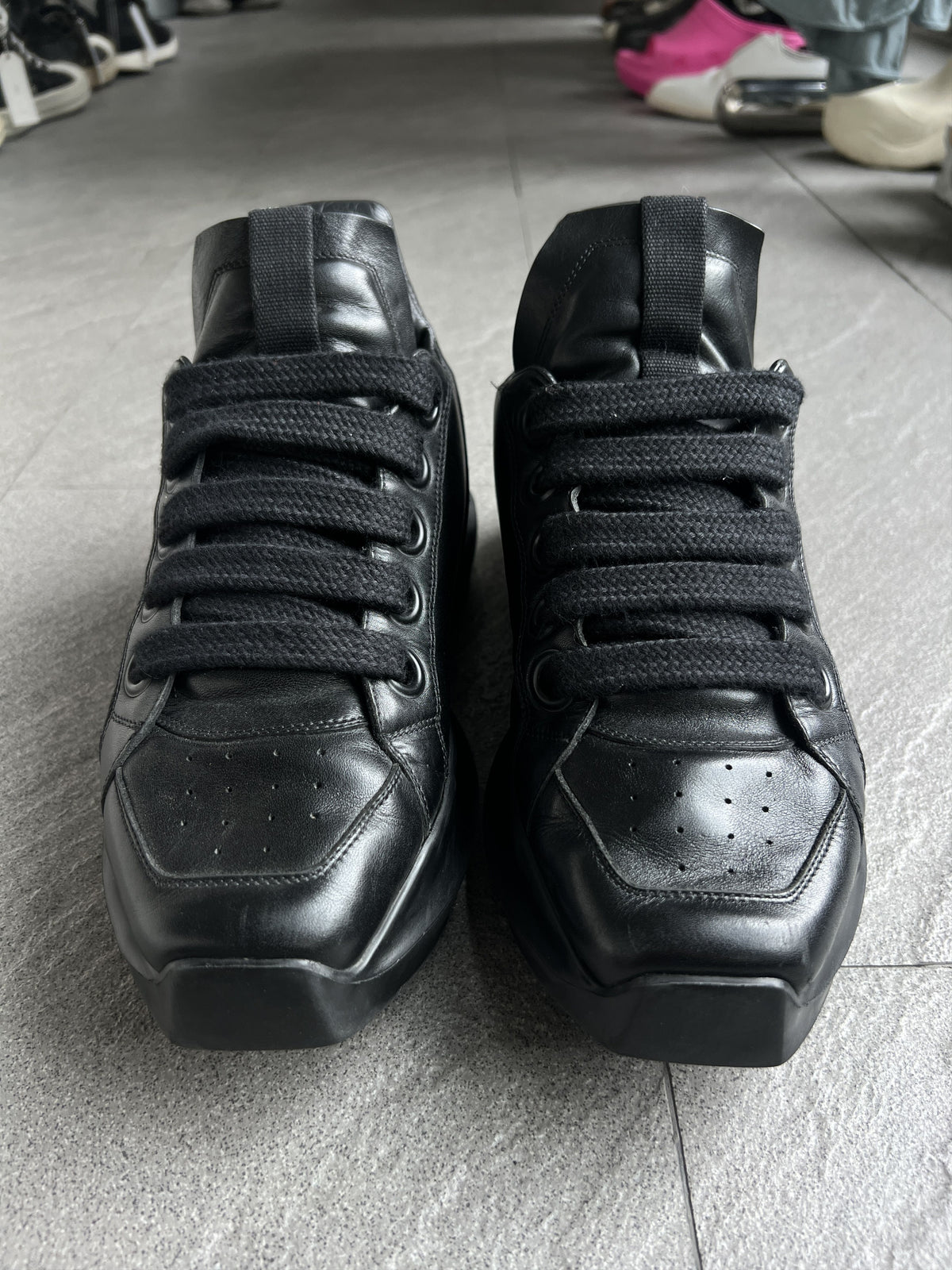 Rick Owens Maximal Runner Black Leather Sneakers EU42