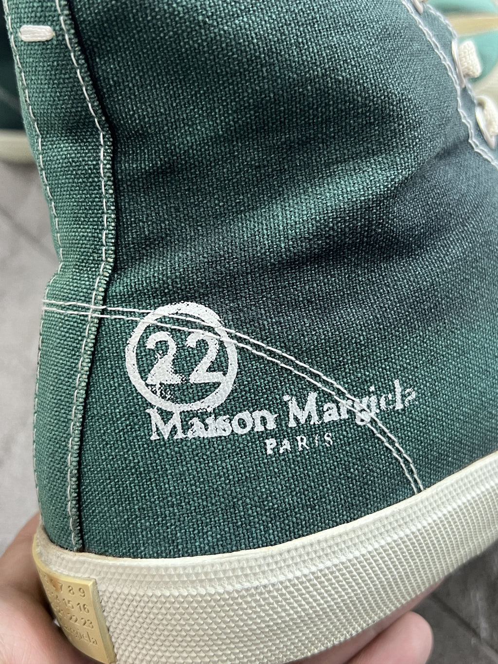 Maison Margiela Tabi Canvas High Sneakers Green / White 43