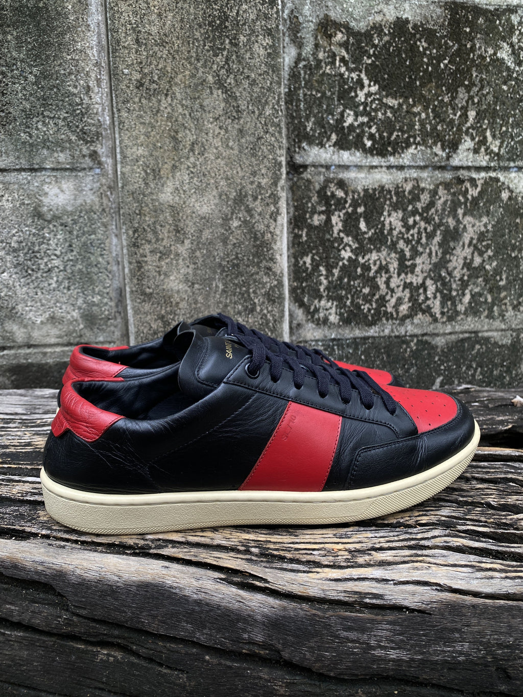 Saint Laurent Black Red Leather Sneakers EU 40