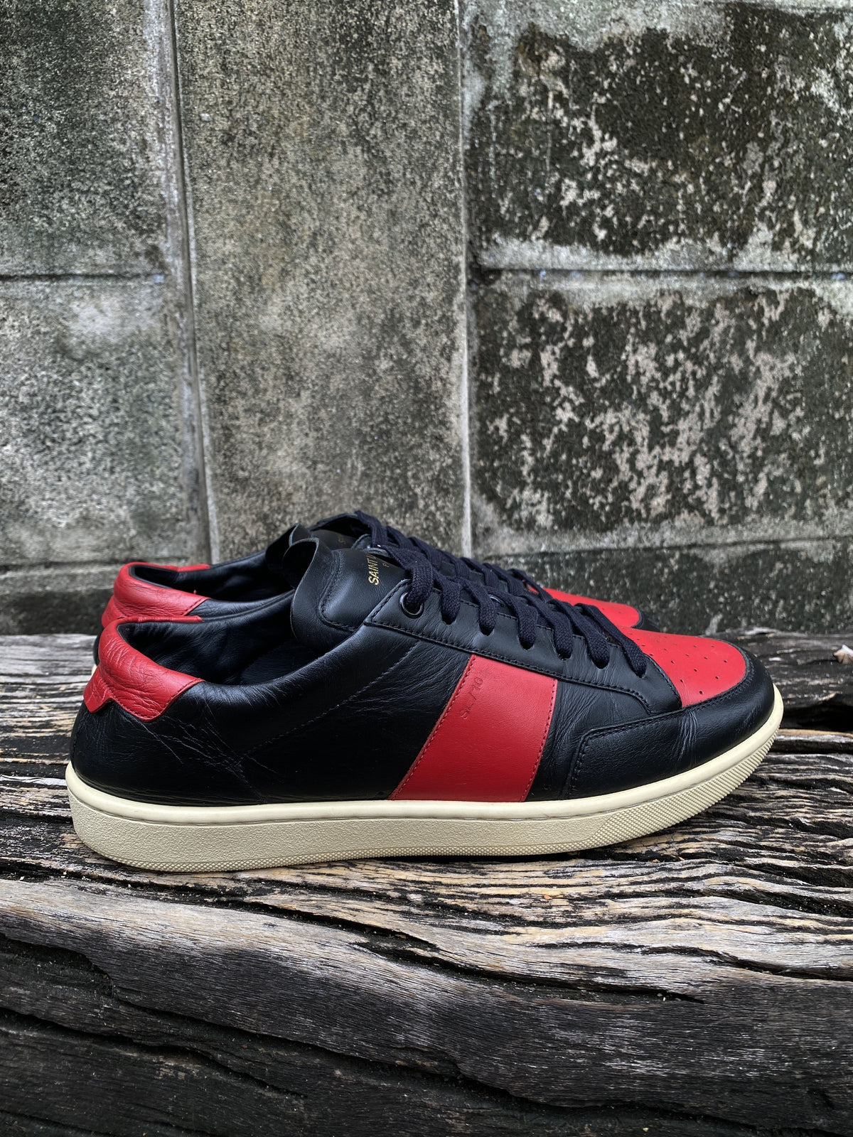 Saint Laurent Black Red Leather Sneakers EU 40