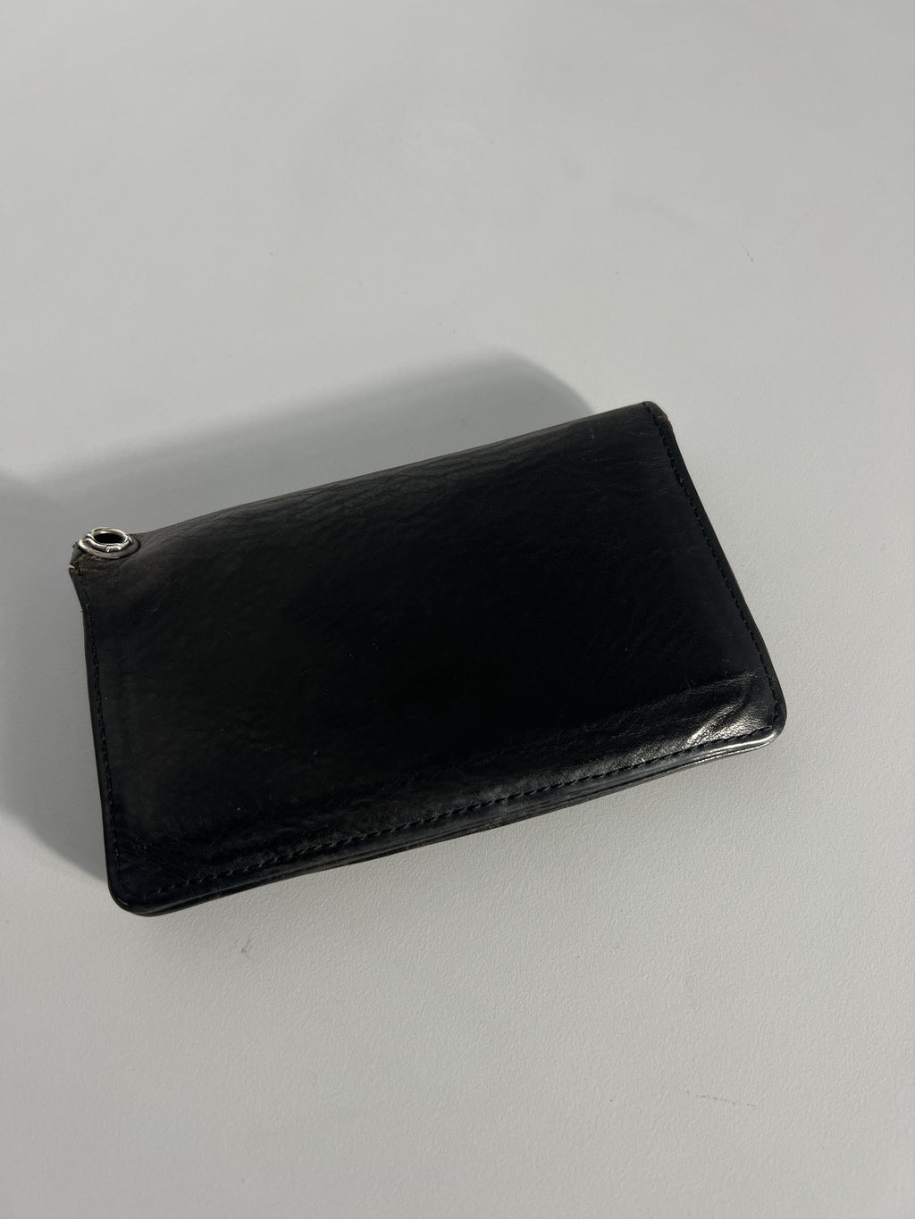 Chrome Hearts Leather Snap Wallet Silver Buttons Black