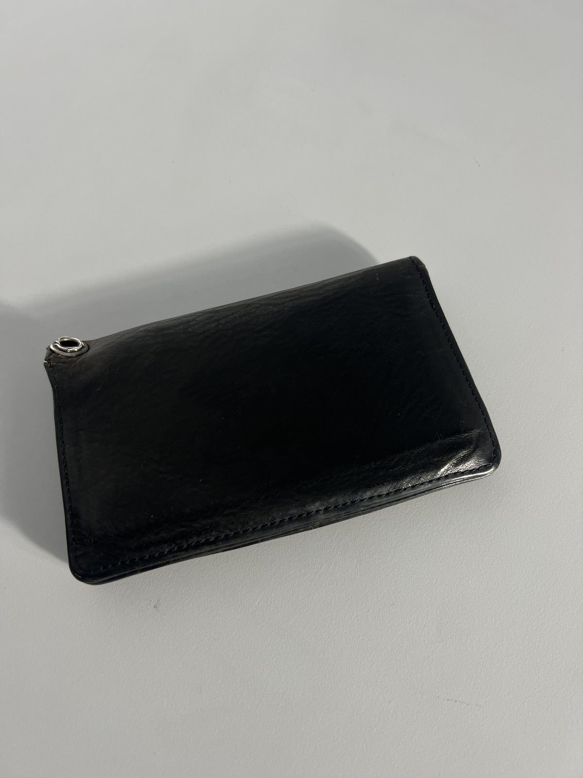 Chrome Hearts Leather Snap Wallet Silver Buttons Black
