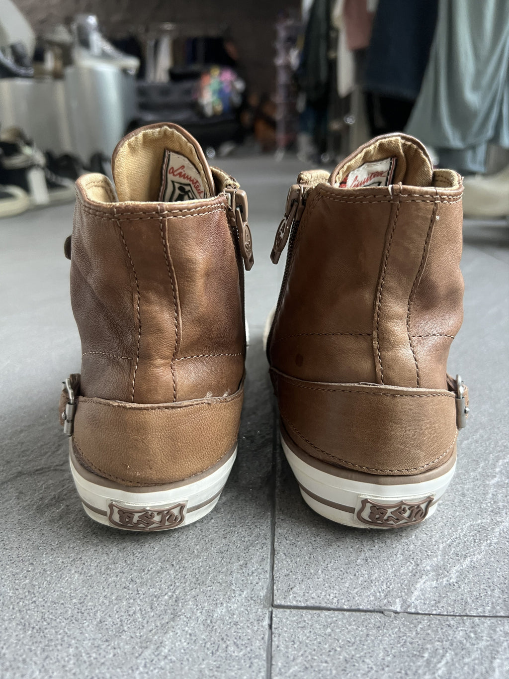ASH Virgin Brown Leather Multi Buckle High Tops EU37