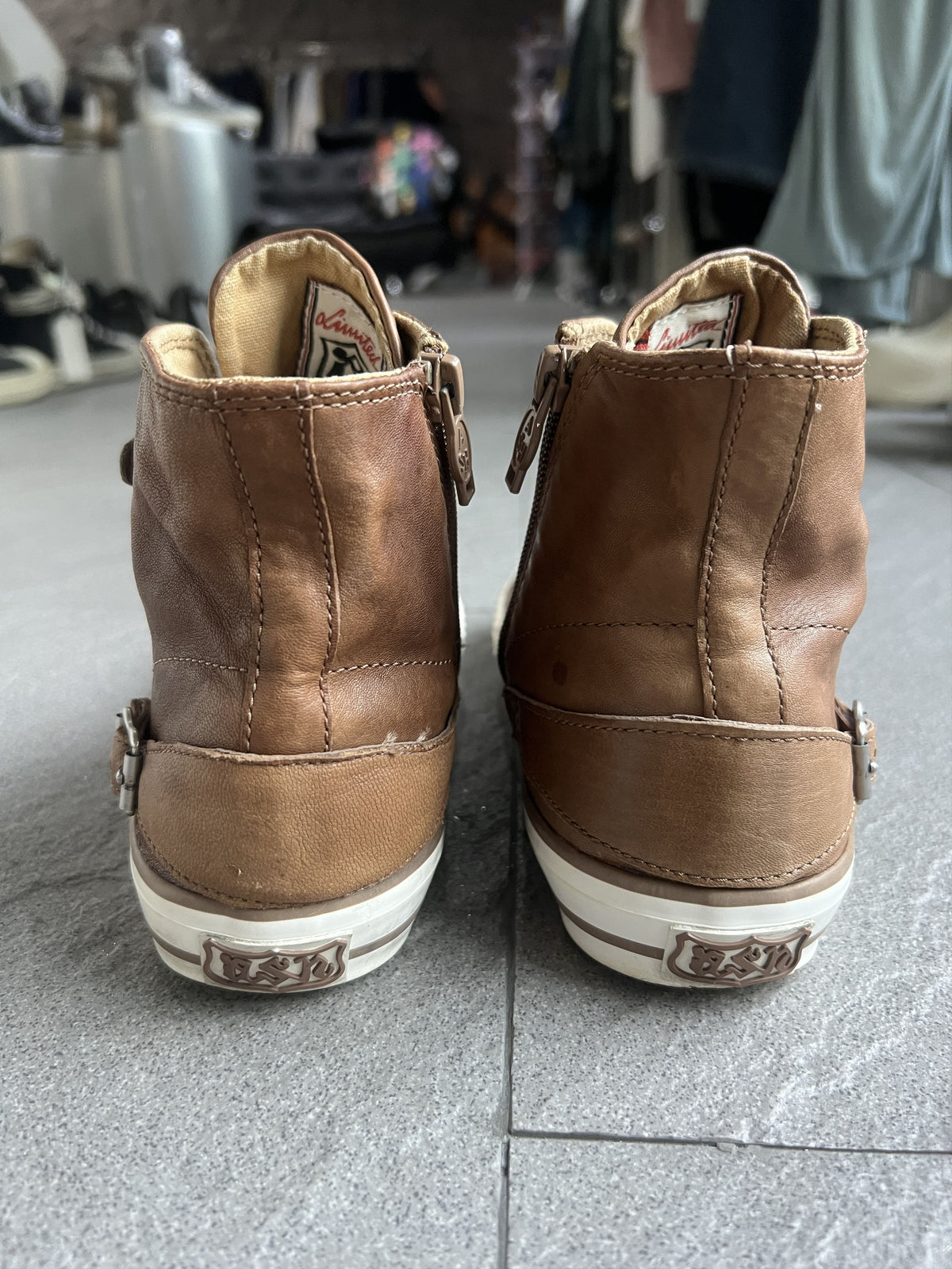 ASH Virgin Brown Leather Multi Buckle High Tops EU37