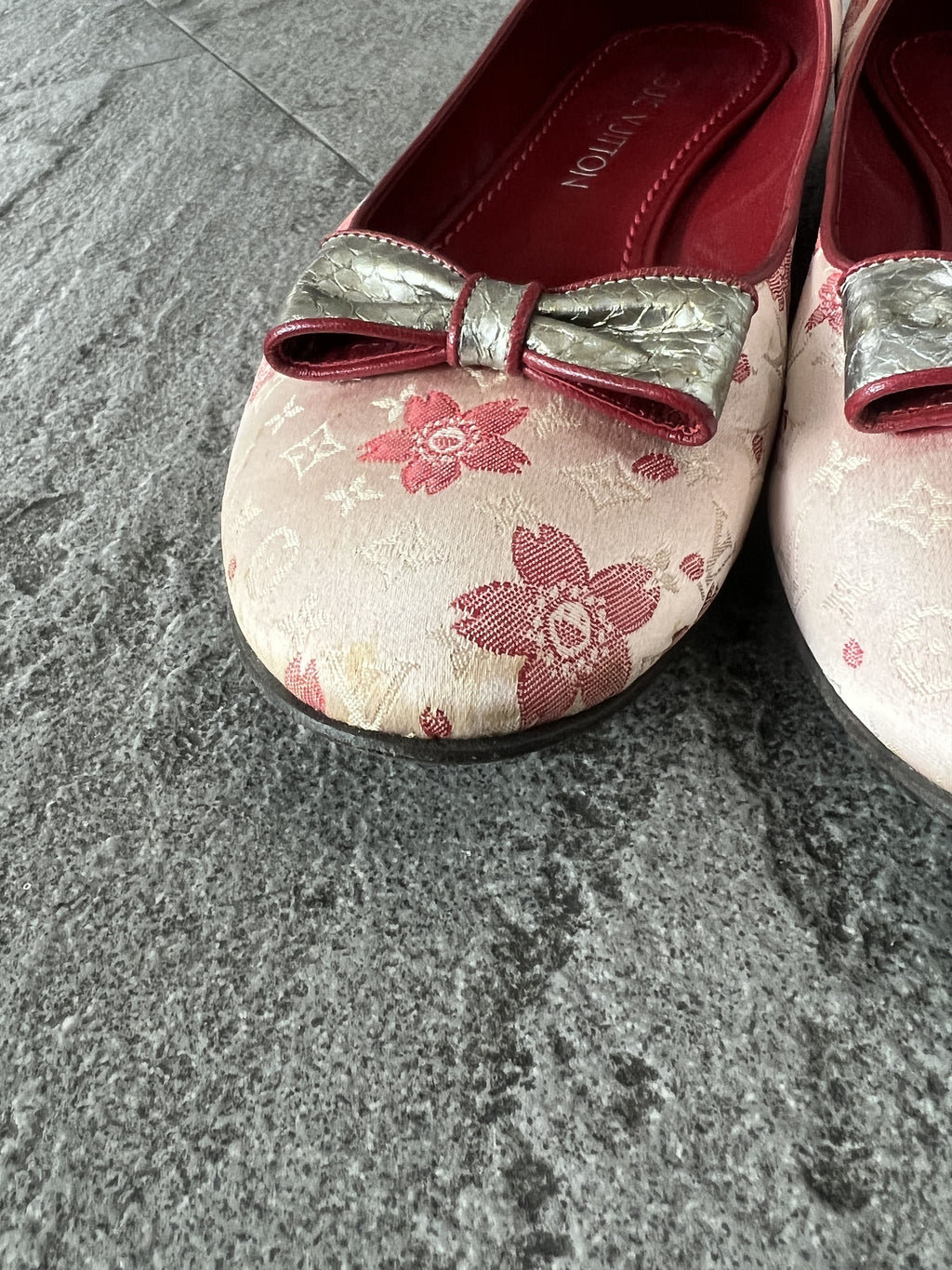 Louis Vuitton Floral Ballet Flats Pink Bow EU38