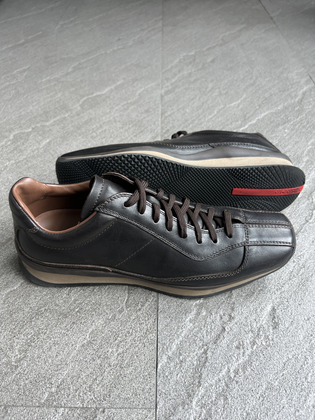 Vintage Prada Sport 4E0735 Square Toe Leather Sneakers