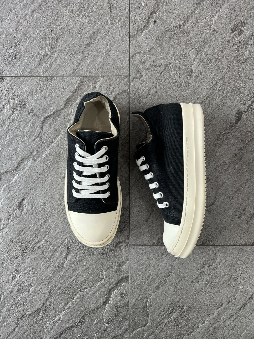 Rick Owens DRKSHDW Low Ramones Black Canvas