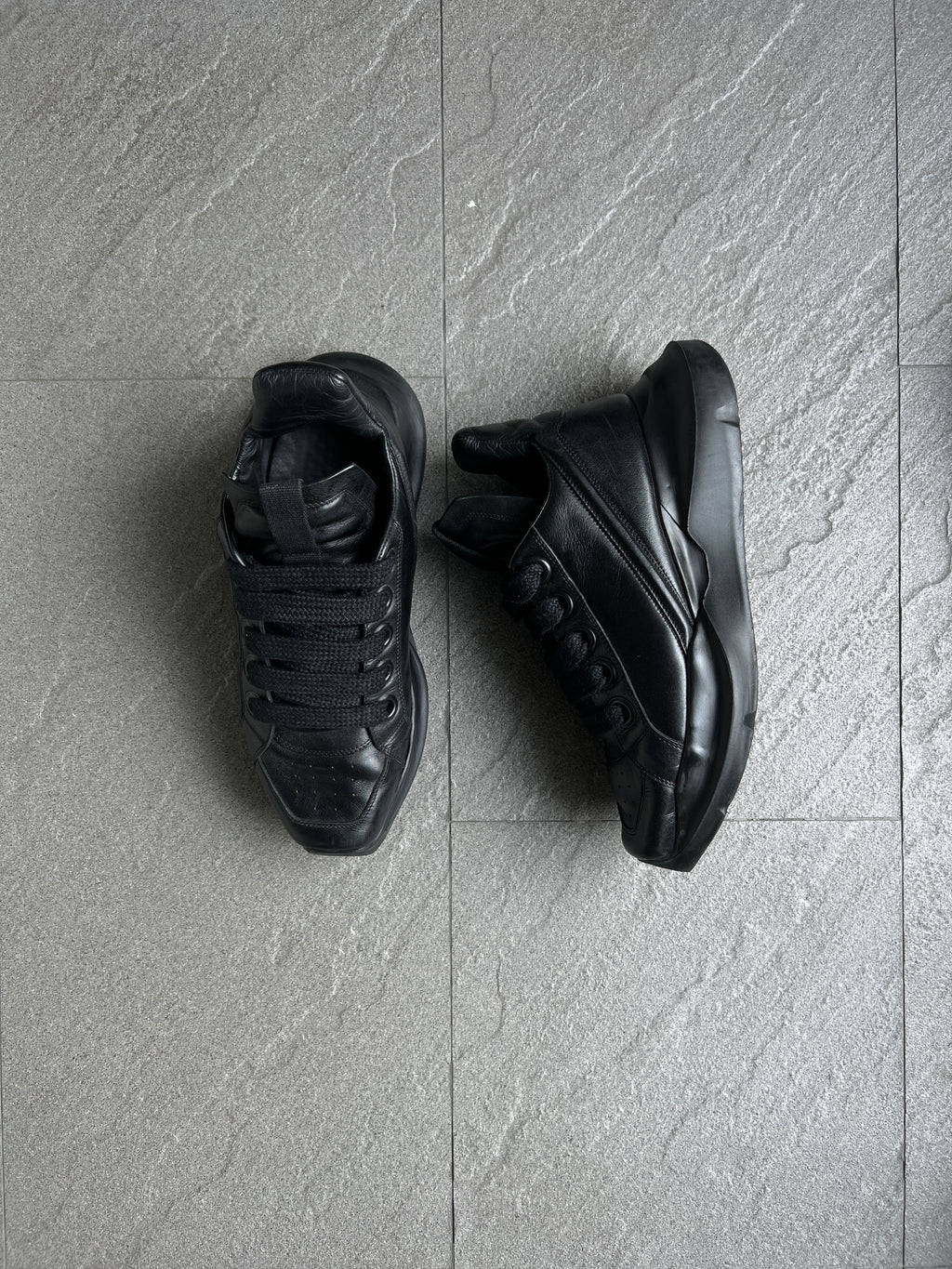 Rick Owens Maximal Runner Black Leather Sneakers EU42