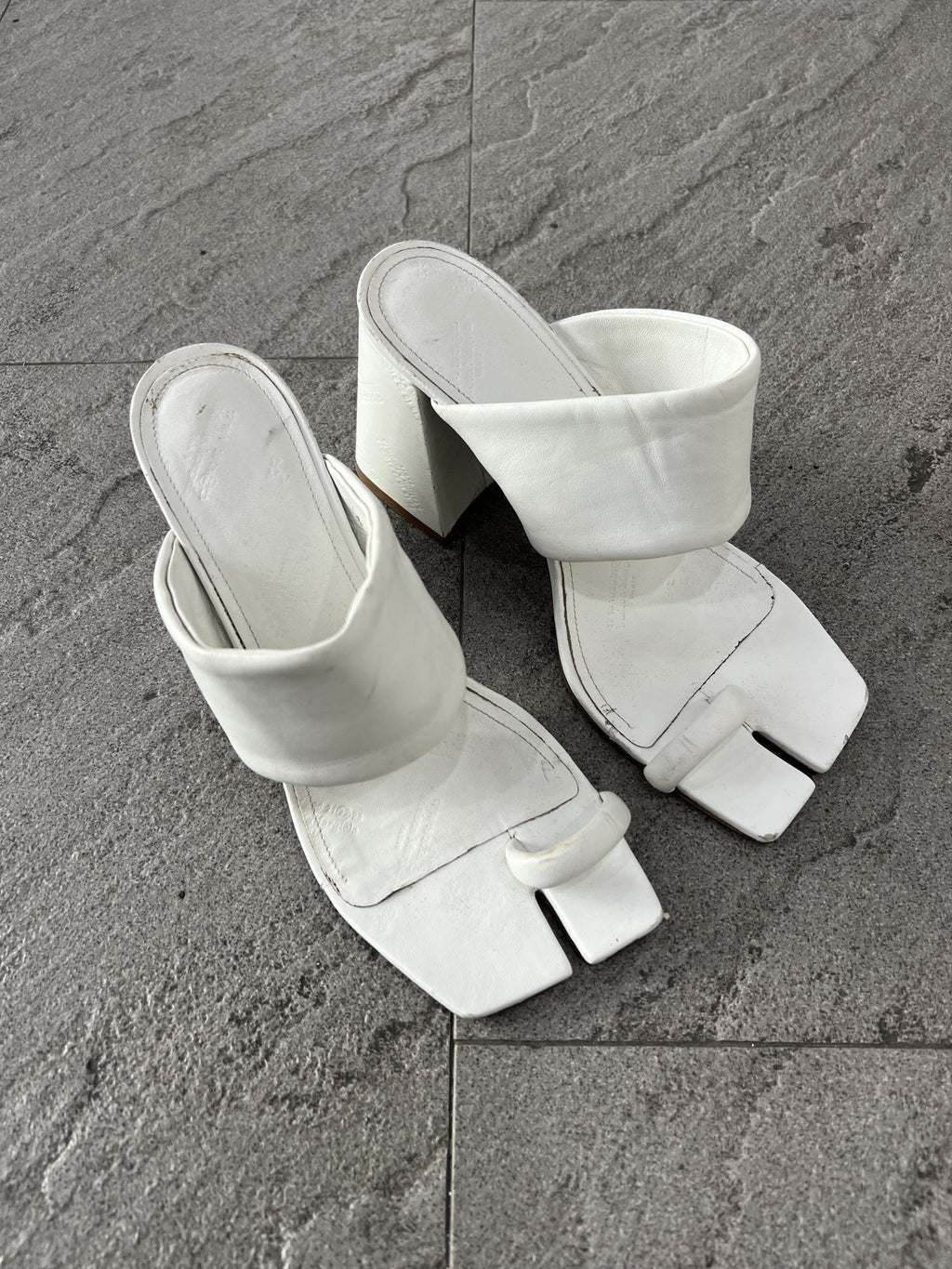 Maison Margiela Tabi White Leather Heel Sandals Size 38