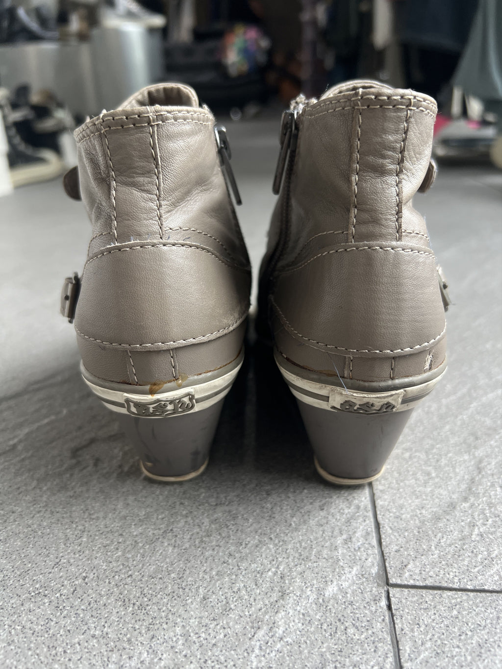 ASH Buckle Wedge Leather High Top Sneakers EU37