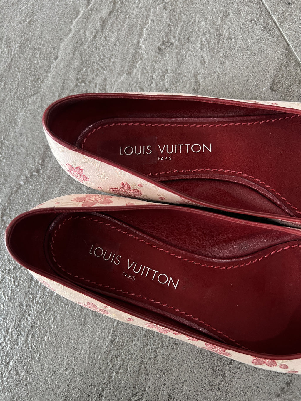 Louis Vuitton Floral Ballet Flats Pink Bow EU38