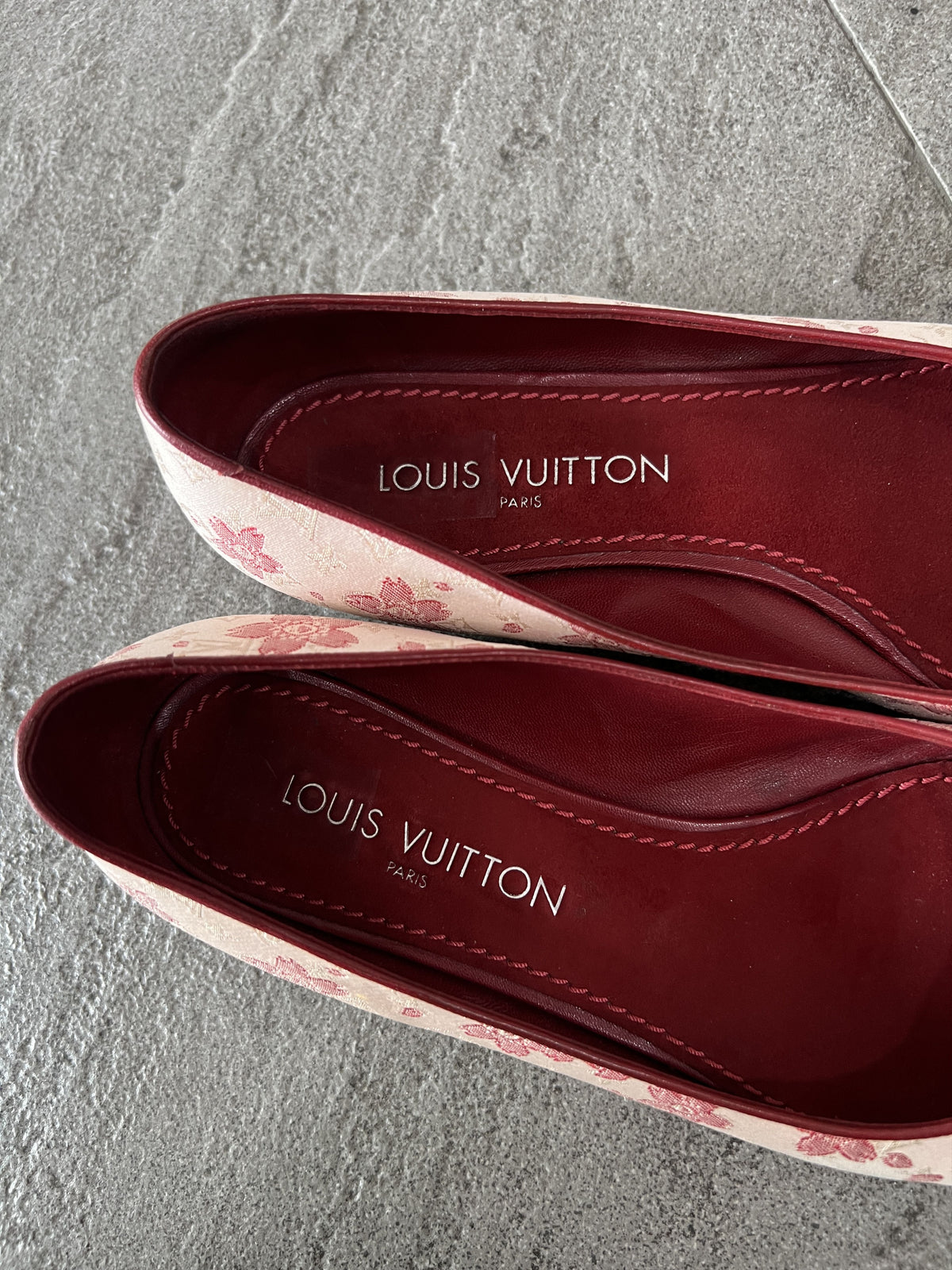 Louis Vuitton Floral Ballet Flats Pink Bow EU38
