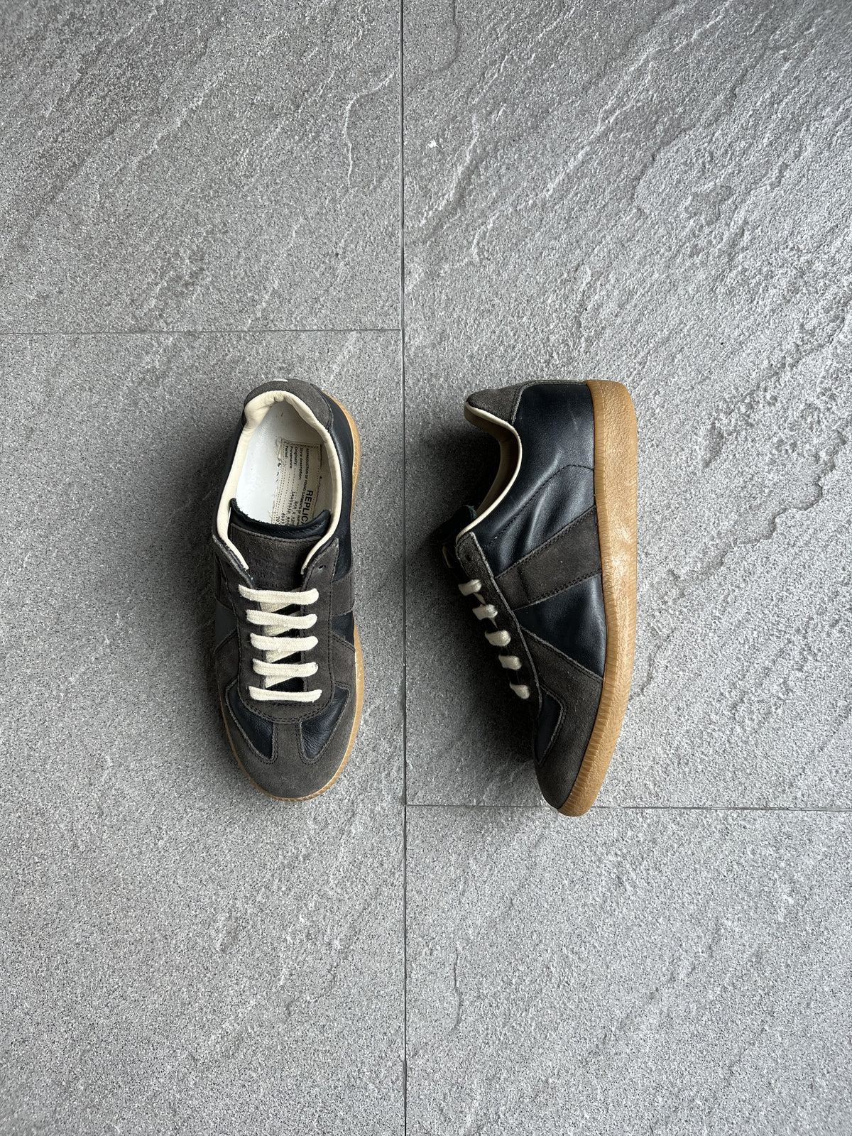 Maison Margiela Black Leather Replica GAT Sneakers