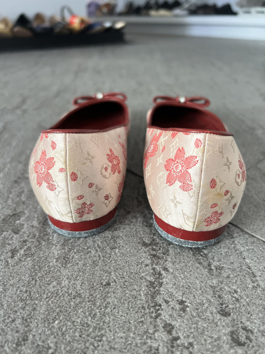 Louis Vuitton Floral Ballet Flats Pink Bow EU38