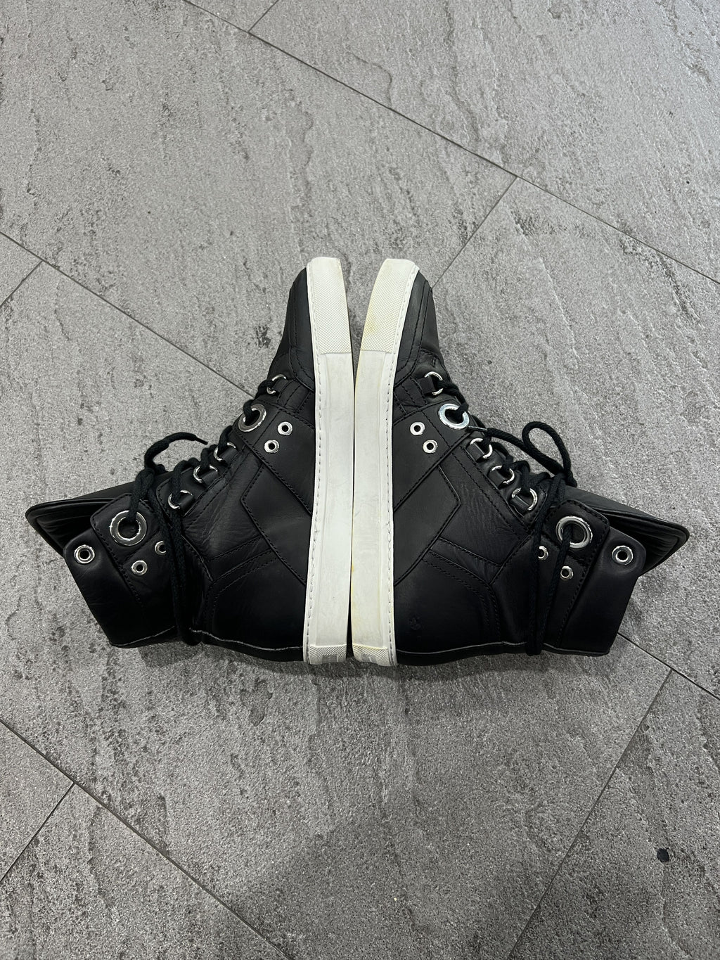 Diesel Black Gold Eyelet Leather High-Top Sneakers EU41