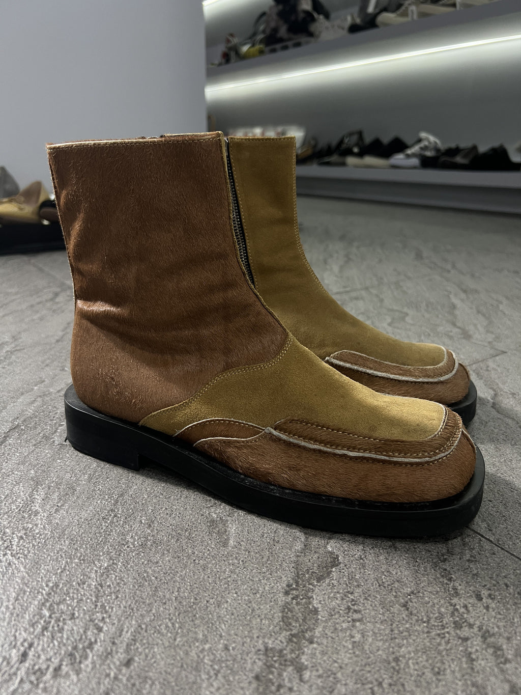 Andersson Bell Hairy Leather Zip Boots EU41