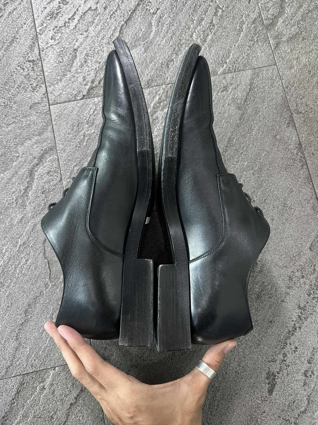 Balenciaga Square Toe Leather Derby Shoes EU41