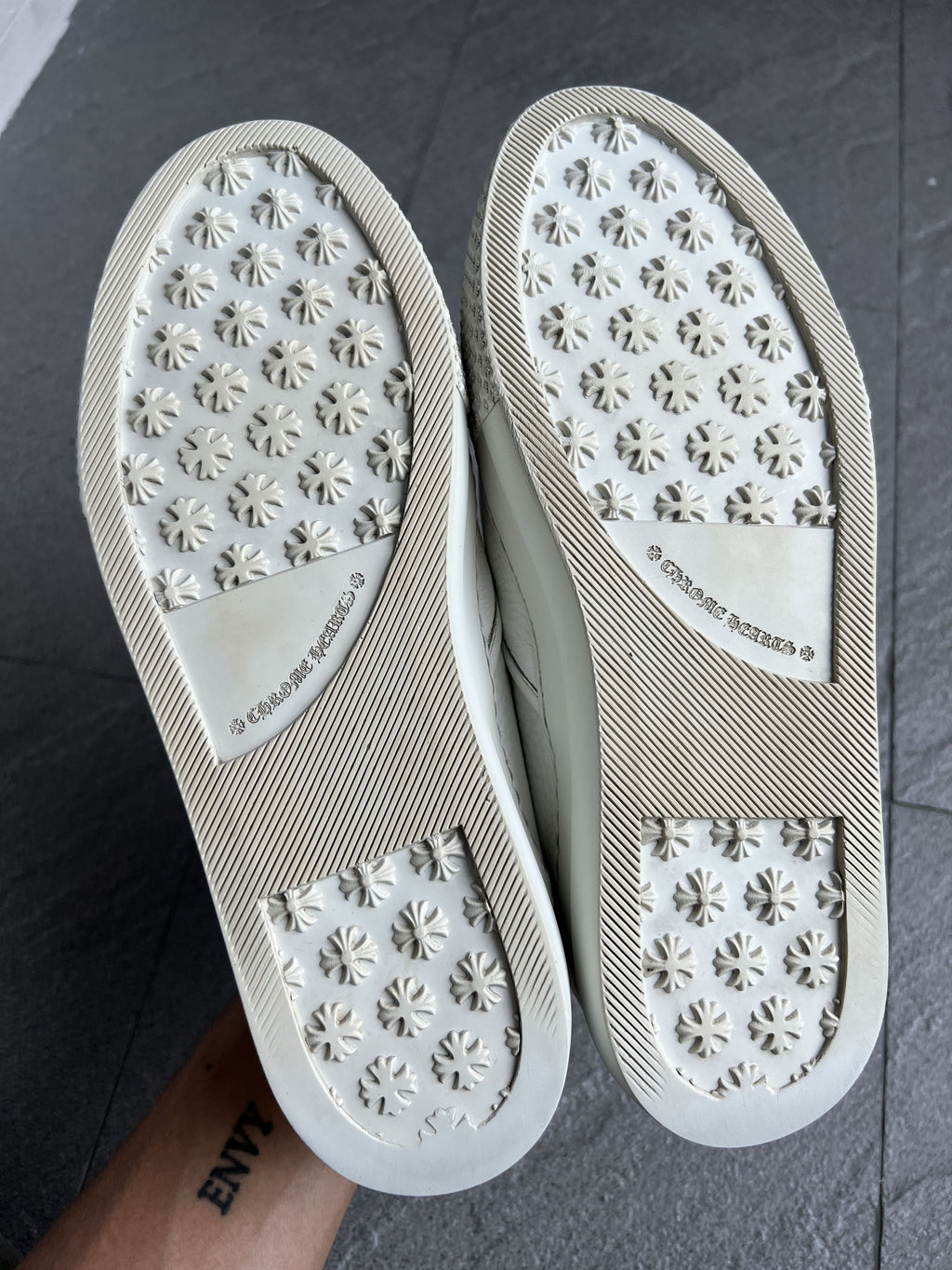 Chrome Hearts Dagger White Leather Slip-On Sneakers 40