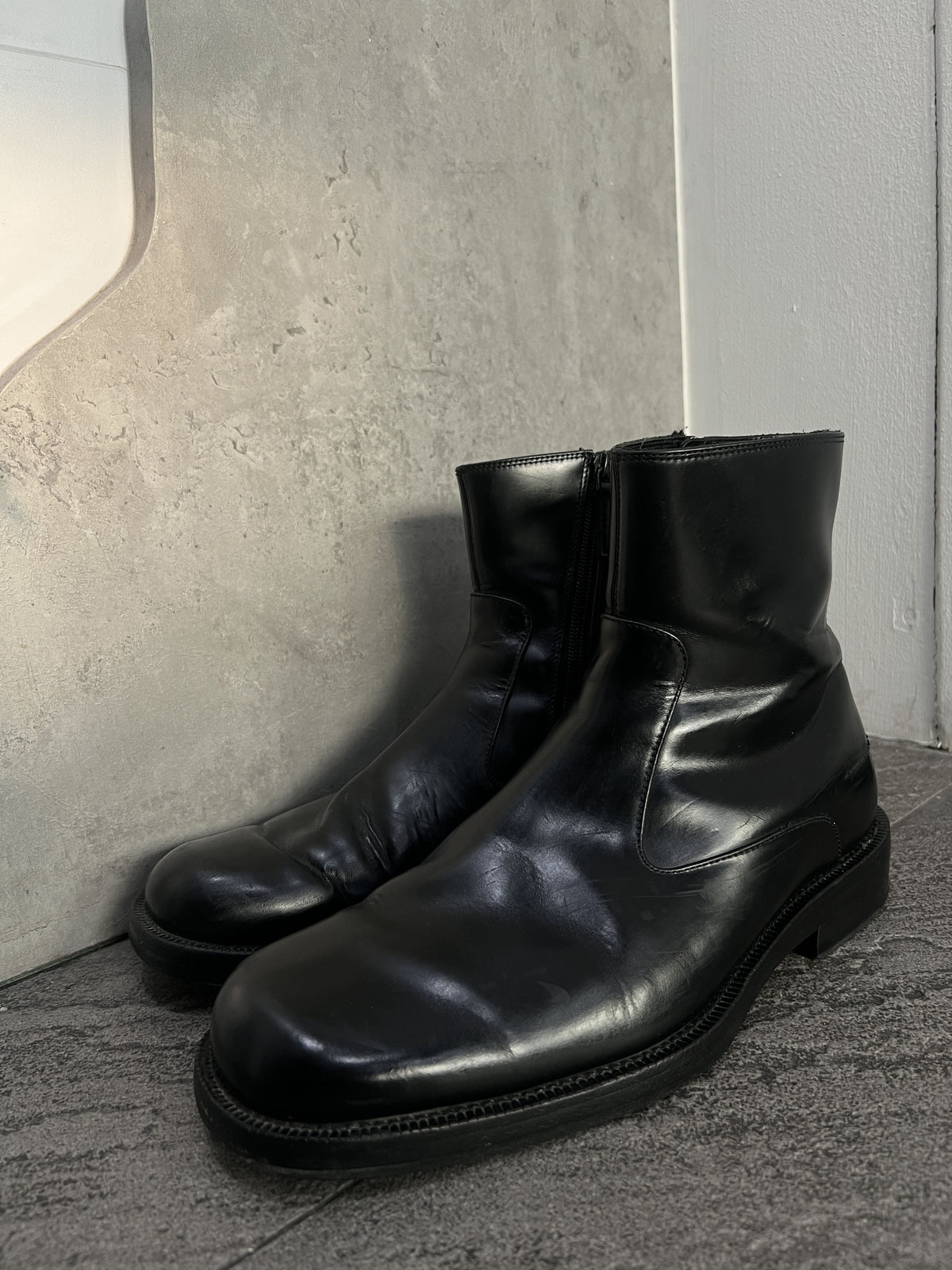 Balenciaga Leather Zip Boots Black EU41 Made Italy