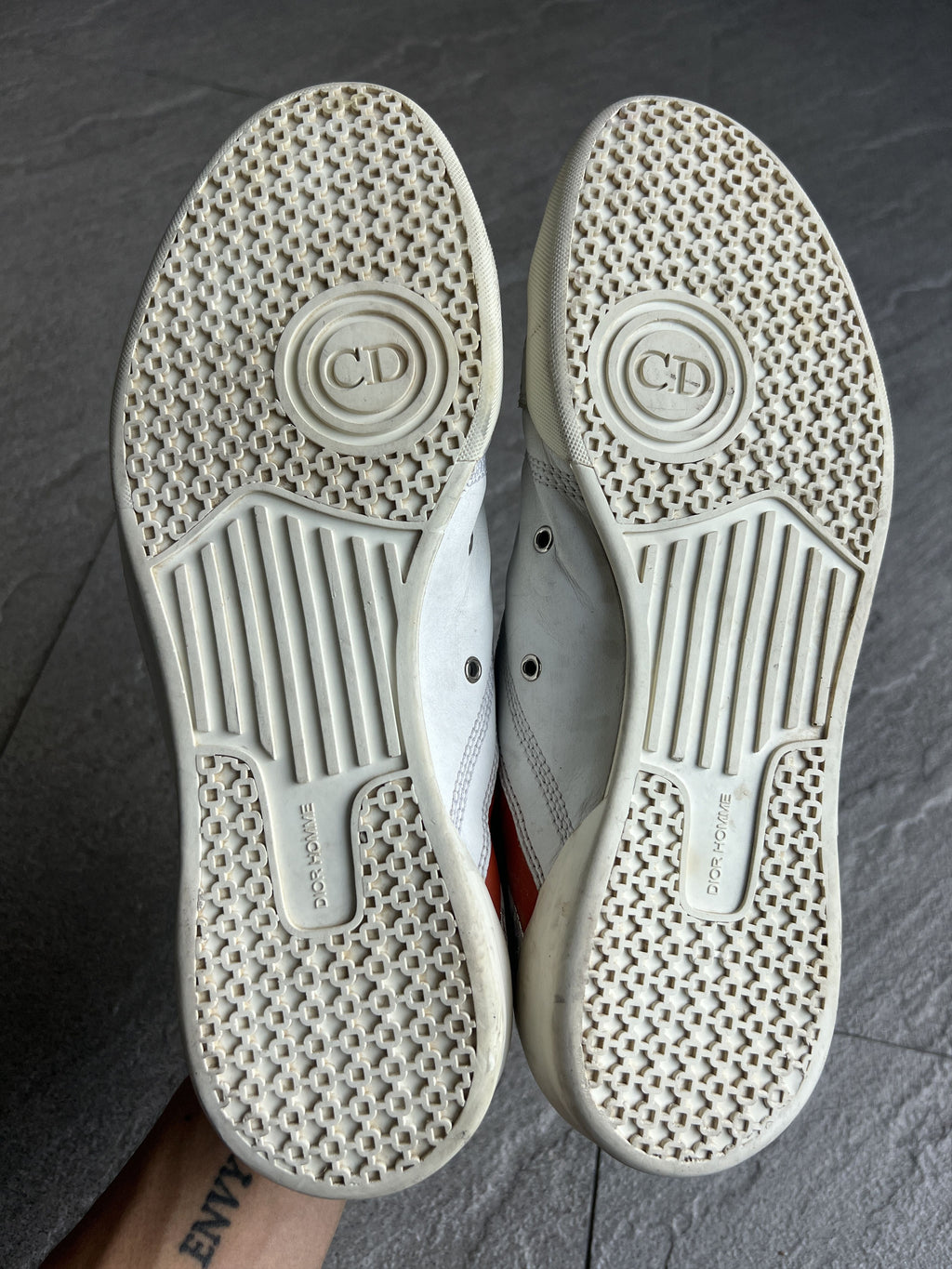 Dior Homme Leather Low Top Sneakers White Orange 41.5