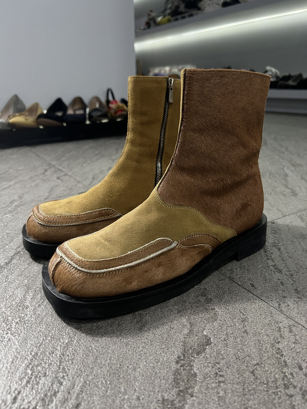 Andersson Bell Hairy Leather Zip Boots EU41