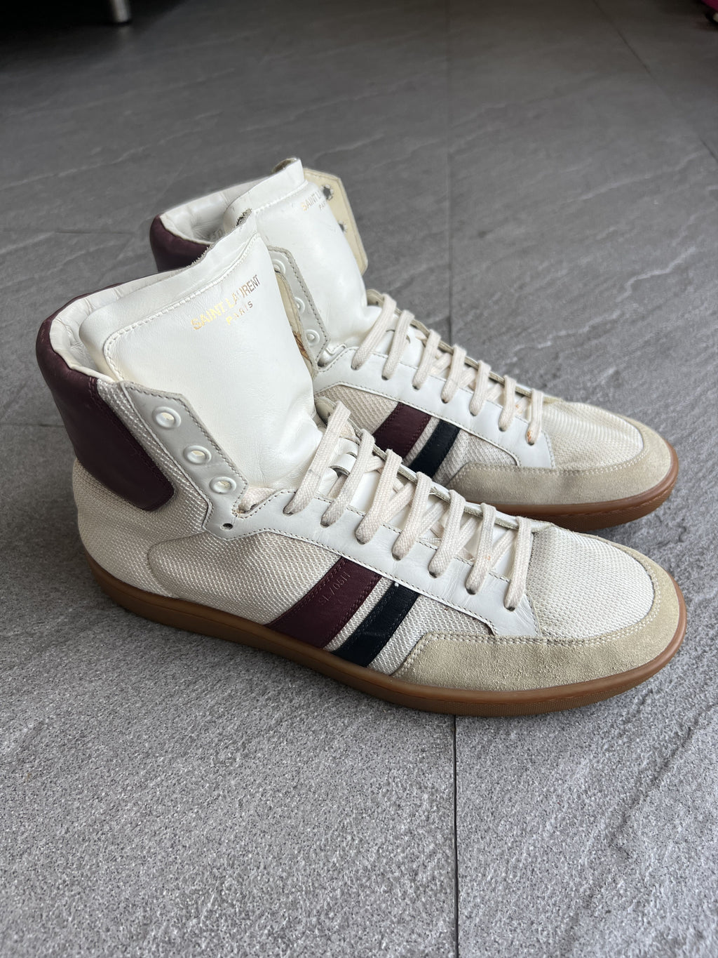Saint Laurent SL/05H High Top Sneakers White Burgundy EU42