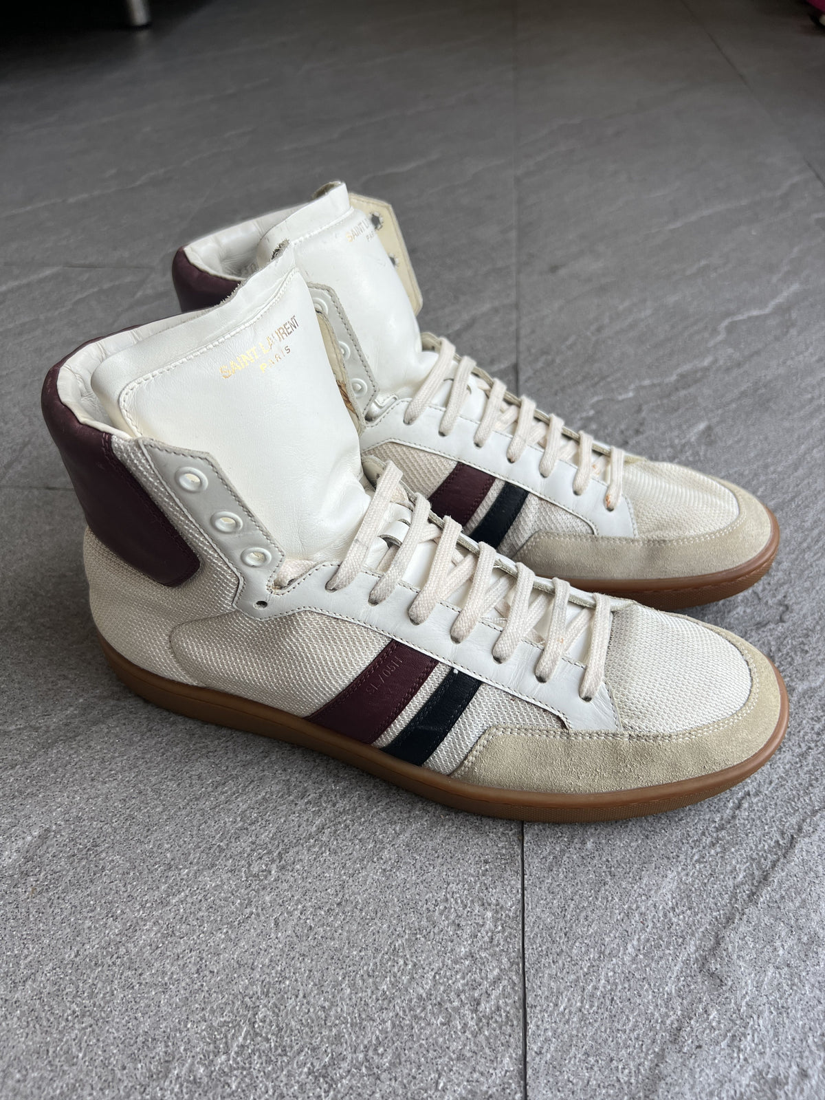 Saint Laurent SL/05H High Top Sneakers White Burgundy EU42