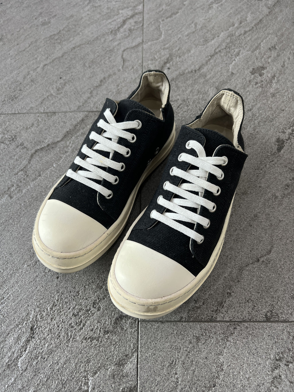 Rick Owens DRKSHDW Low Ramones Black Canvas