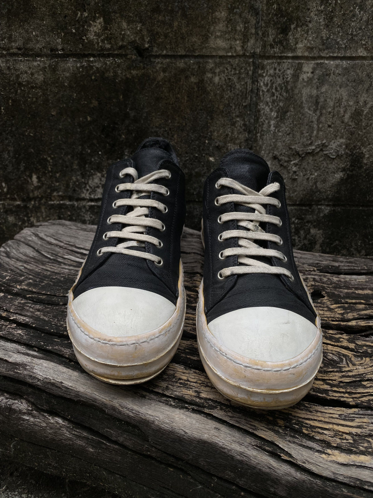 Rick Owens DRKSHDW Ramones Low Black Waxed Canvas Toe EU41.5