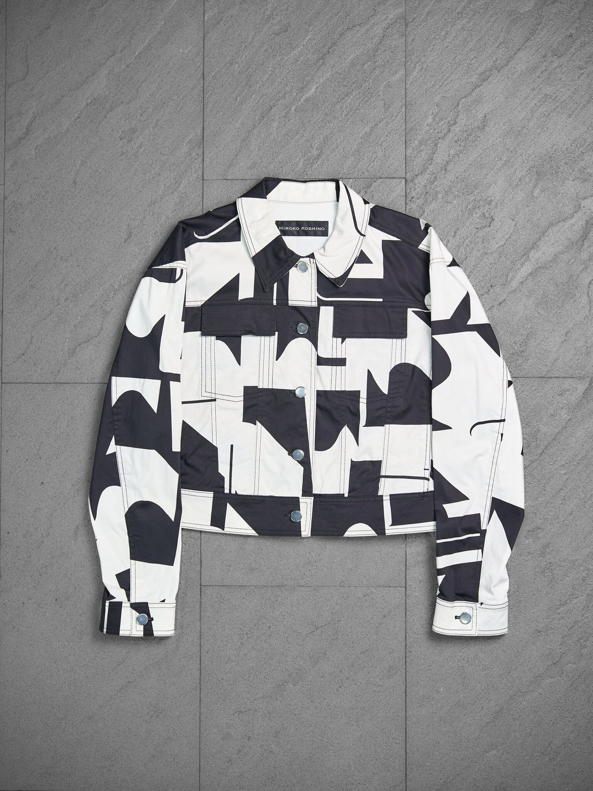 Hiroko Koshino Abstract Stretch Print Jacket