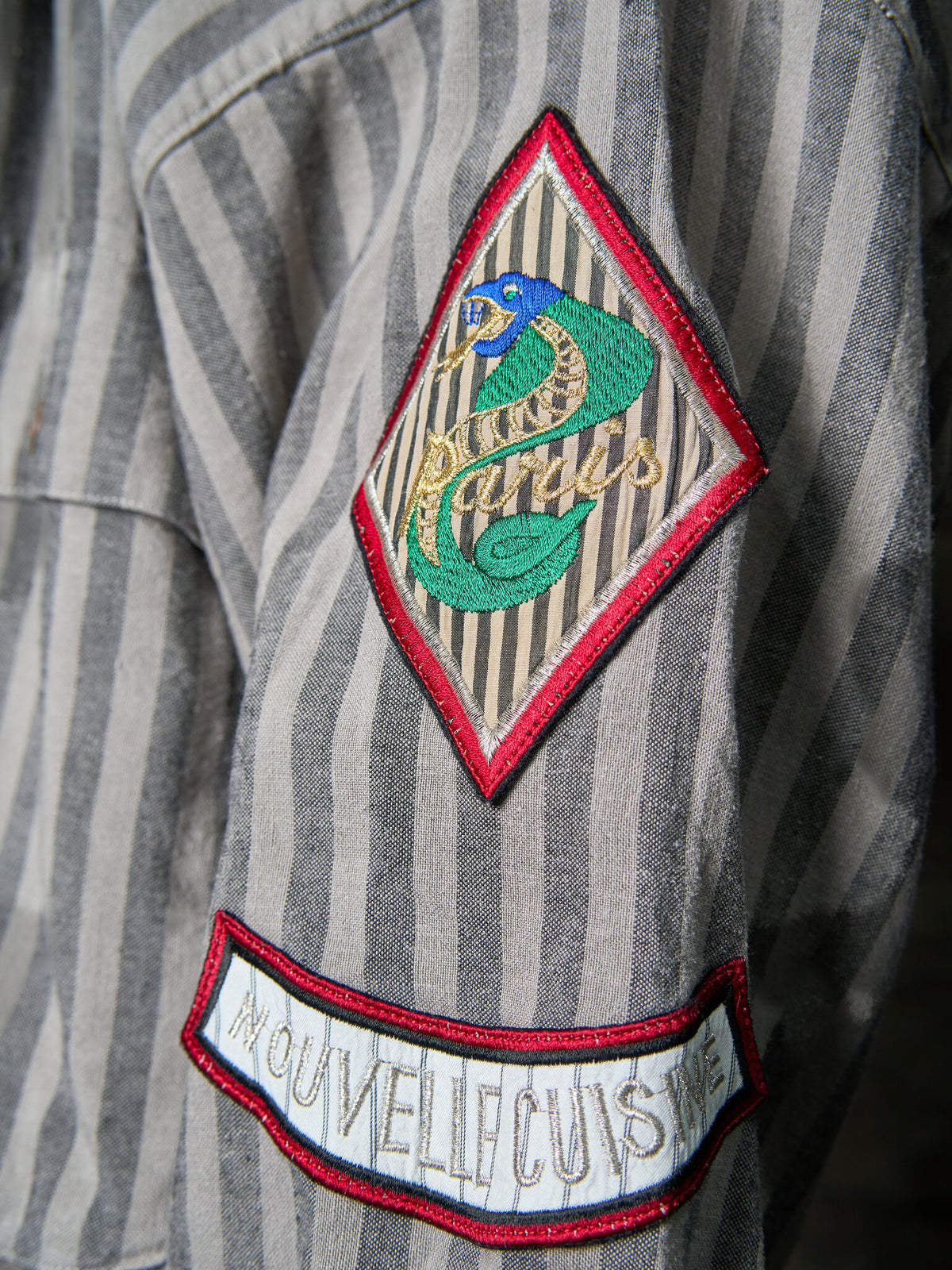 Vintage Jean Paul Gaultier Nouvelle Cuisine Striped Bomber Jacket