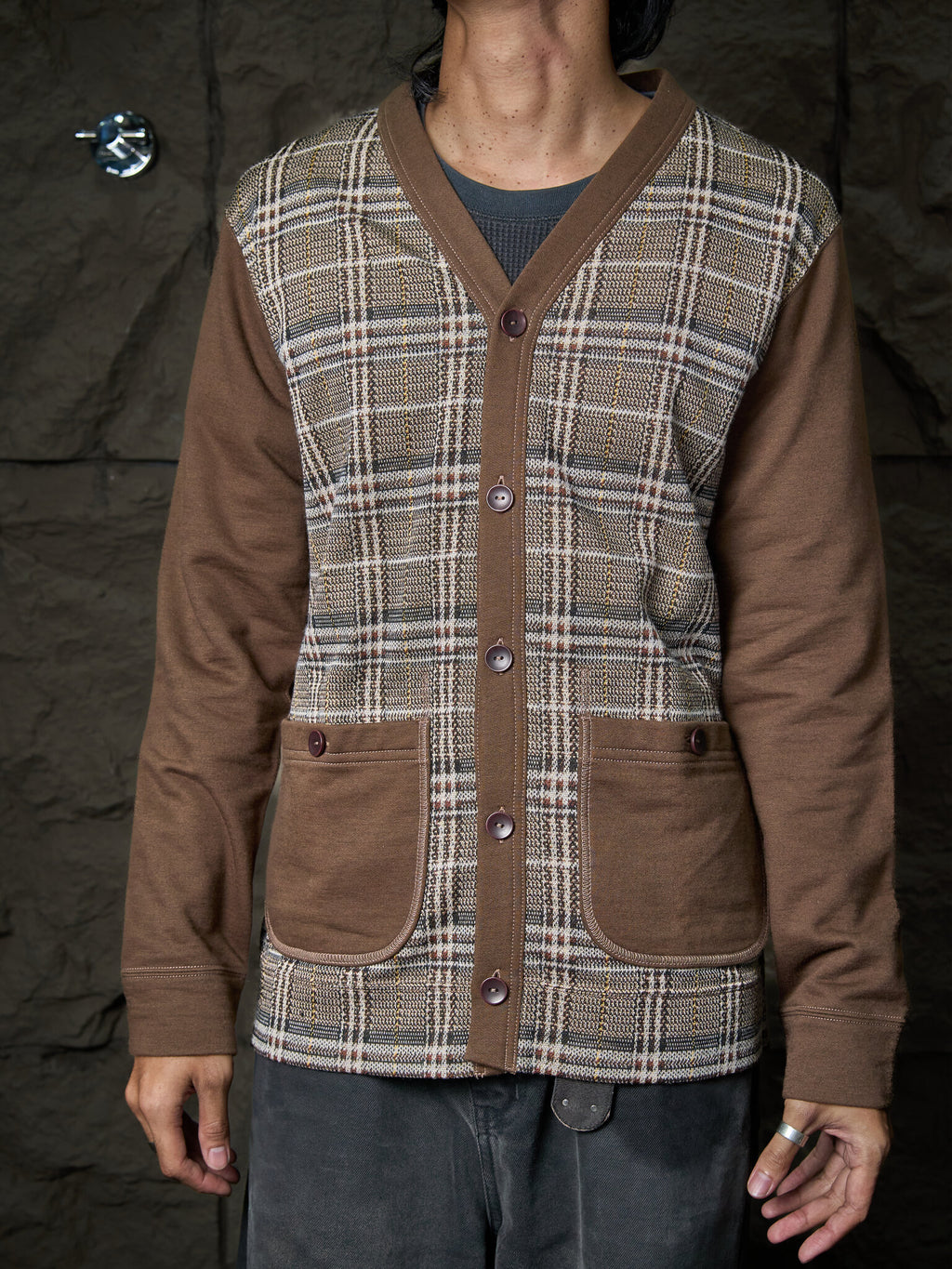 Junya Watanabe Wool Knit Plaid Cardigan