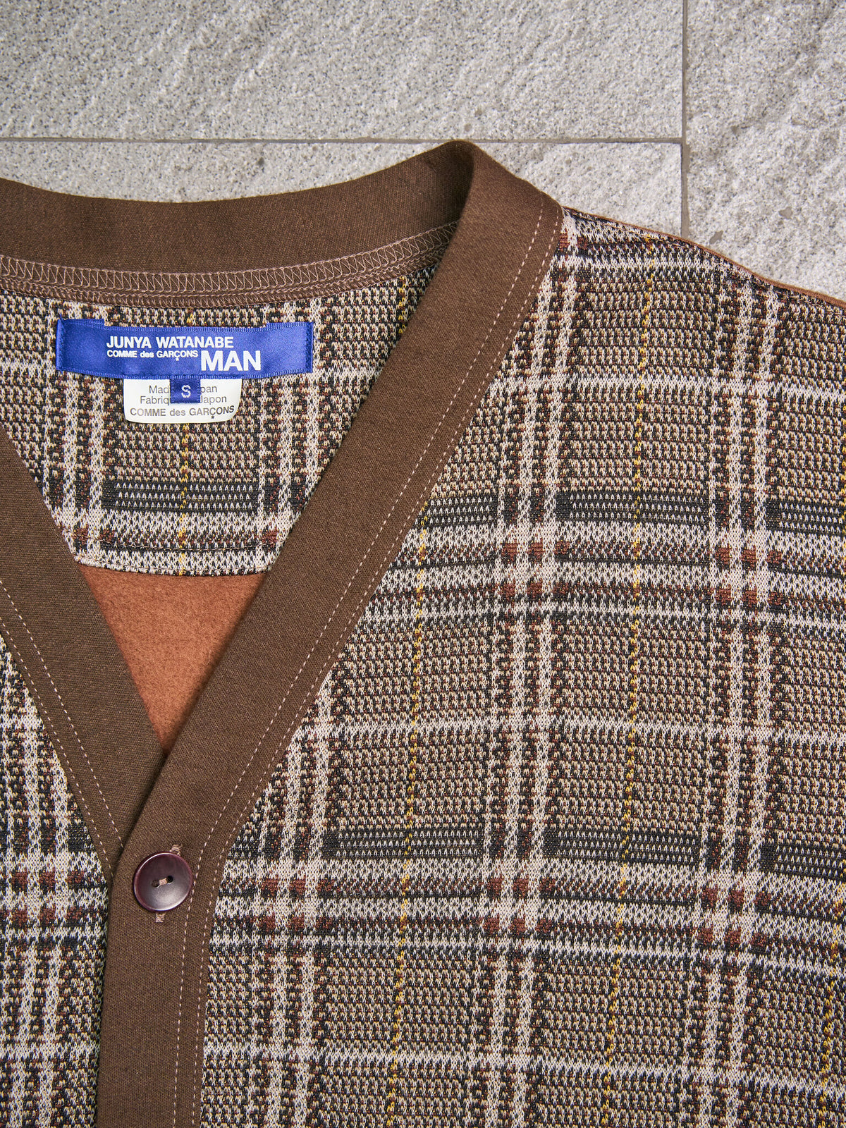 Junya Watanabe Wool Knit Plaid Cardigan