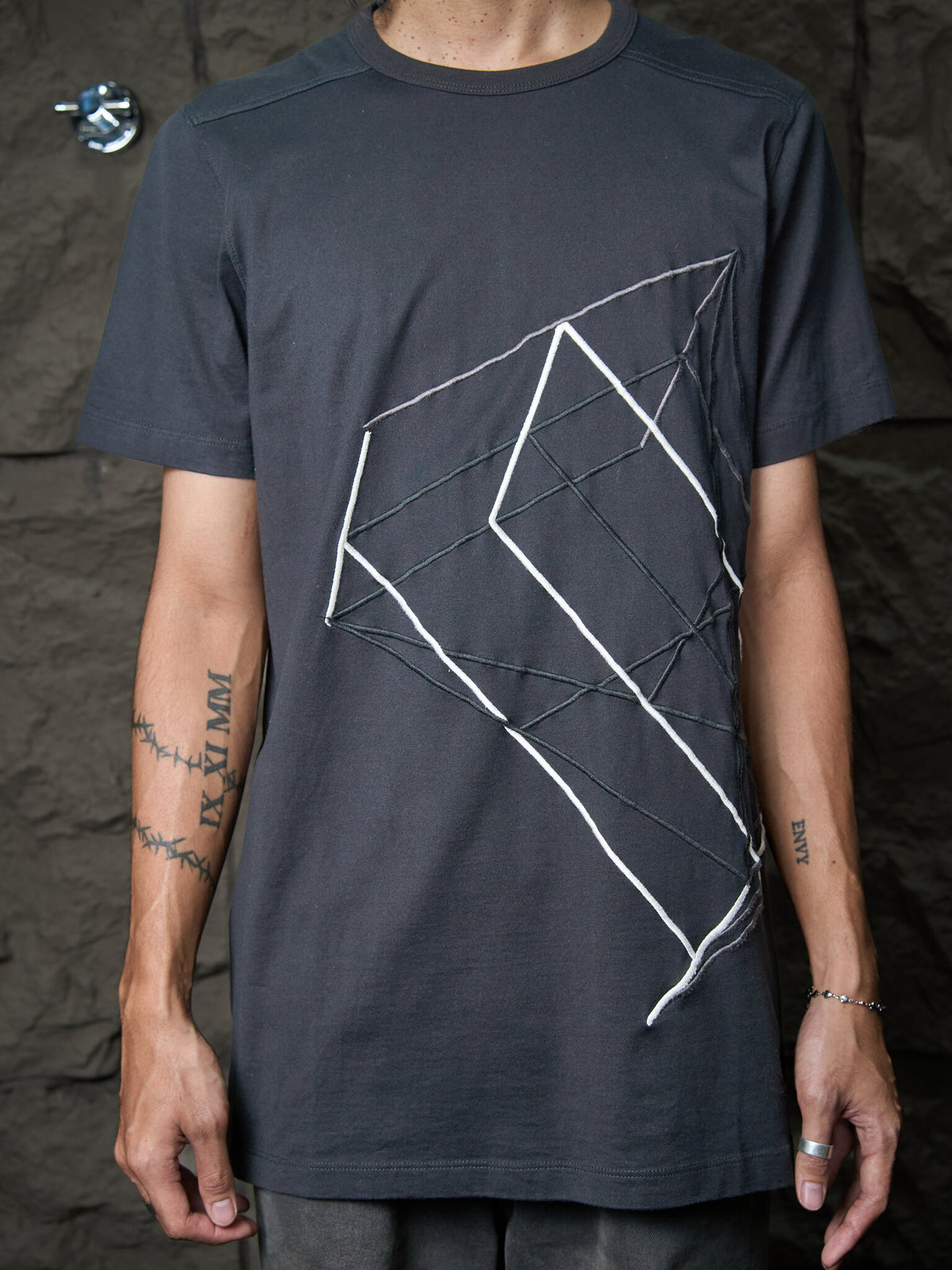 Rick Owens Geometric Embroidery Tee