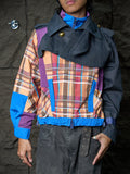 Sacai Plaid Check-Panel Zip-Up Trench Blouson Jacket